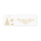 Feestelijke Gouden Script Kerstboom Retouradres  Etiket (Voorkant)