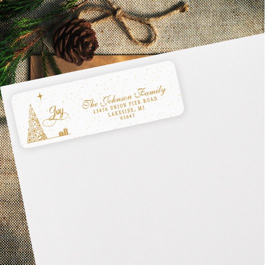 Feestelijke Gouden Script Kerstboom Retouradres  Etiket