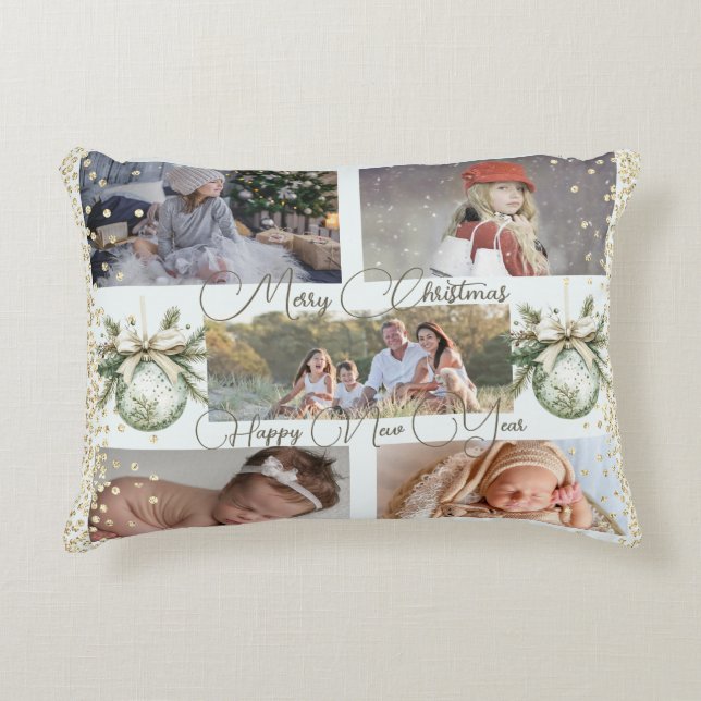 Feestelijke gouden scripts Gelukkig Nieuwjaar Accent Kussen (Voorkant)