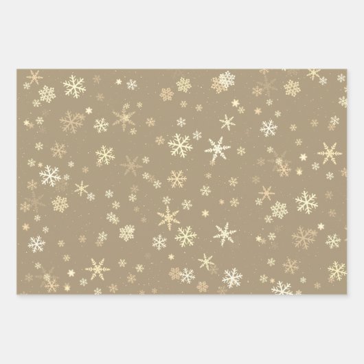 Feestelijke Gouden Sneeuwvlok Patroon Vakantie Ker Inpakpapier Vel (Voorkant 2)