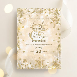 Feestelijke Gouden SPARKLE Elegante Winter Wedding Kaart