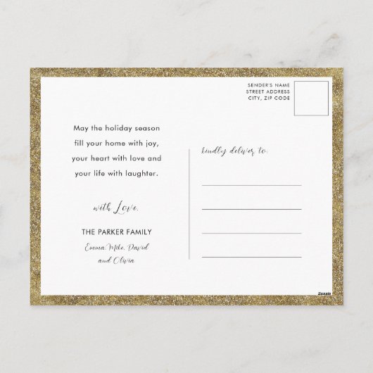 Feestelijke gouden sprankelende ster Gelukkig Nieu Feestdagenkaart (Achterkant)