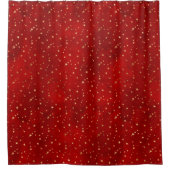 Feestelijke gouden ster bordeaux rood douchegordijn (Voorkant)