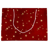 Feestelijke gouden ster bordeaux rood groot cadeauzakje (Voorkant)