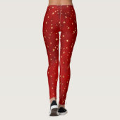 Feestelijke gouden ster bordeaux rood leggings (Achterkant)