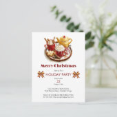 Feestelijke Gouden theeset, met warme Choco, Kerst Briefkaart (Staand voorkant)