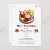 Feestelijke Gouden theeset, met warme Choco, Kerst Briefkaart (Voorkant / Achterkant)