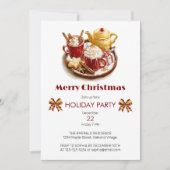 Feestelijke Gouden theeset, met warme Choco, Kerst Kaart (Voorkant)