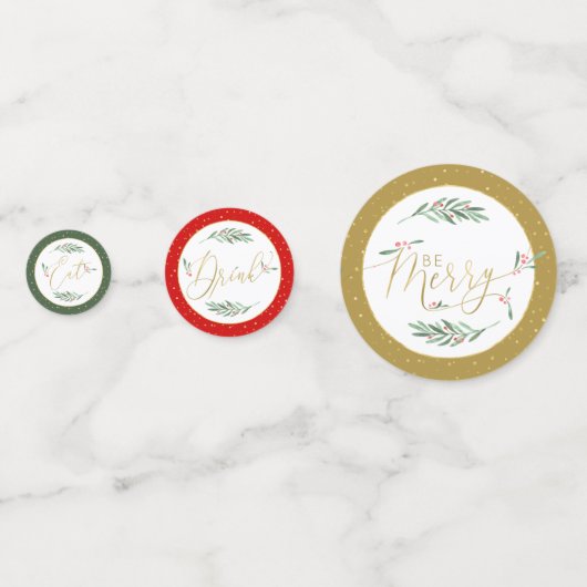 Feestelijke gouden typografie Eet Drink Vrolijk ke Confetti (Achterkanten)