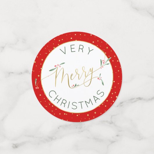 Feestelijke gouden typografie Eet Drink Vrolijk ke Confetti (Kleine voorkant)