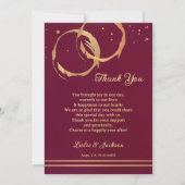 Feestelijke gouden wijn bruiloft foto bedankkaart (Voorkant)