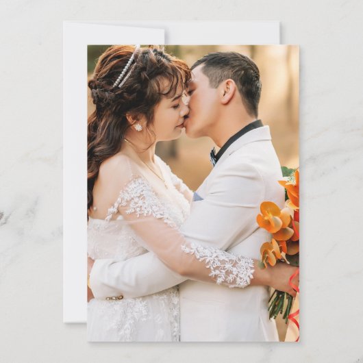 Feestelijke gouden wijn bruiloft foto bedankkaart (Achterkant)