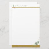 Feestelijke gouden winter groen kerstvakantie briefpapier (Voorkant / Achterkant)
