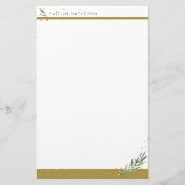 Feestelijke gouden winter groen kerstvakantie briefpapier