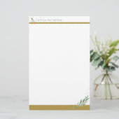 Feestelijke gouden winter groen kerstvakantie briefpapier (Staand voorkant)