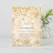 Feestelijke gouden winter ONEDERLAND 1e verjaardag Kaart (Staand voorkant)