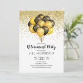 Feestelijke Gouden Zwart Wit Uitnodiging tot pensi (Staand voorkant)