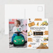 Feestelijke graafwagens 1e verjaardagsfeestje briefkaart (Voorkant / Achterkant)