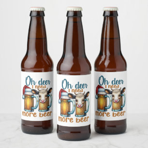 Feestelijke grappige bier hert Kerst woordkunst Etiket