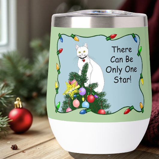 Feestelijke Grappige Kerstboom Grappige Witte Kat 