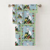 Feestelijke Grappige Kerstboom Grappige Witte Kat  Bad Handdoek (Insitu)