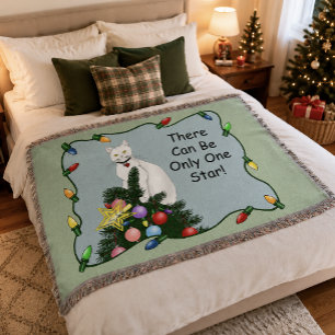 Feestelijke Grappige Kerstboom Grappige Witte Kat Deken