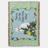 Feestelijke Grappige Kerstboom Grappige Witte Kat  Deken (Voorkant Verticaal)