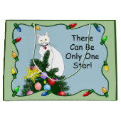 Feestelijke Grappige Kerstboom Grappige Witte Kat Groot Cadeauzakje (Voorkant)