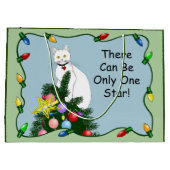 Feestelijke Grappige Kerstboom Grappige Witte Kat Groot Cadeauzakje (Achterkant)
