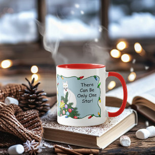 Feestelijke Grappige Kerstboom Grappige Witte Kat Mok