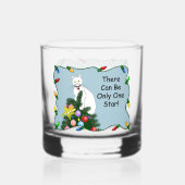 Feestelijke Grappige Kerstboom Grappige Witte Kat Whisky Glas (Voorkant)