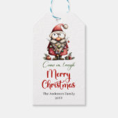 Feestelijke Grappige Kerstman Handgetekende Gift T Cadeaulabel (Voorkant)