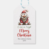Feestelijke Grappige Kerstman Handgetekende Gift T Cadeaulabel (Achterkant)