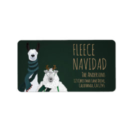 Feestelijke Grappige Lama & Schaap Fleece Navidad Etiket