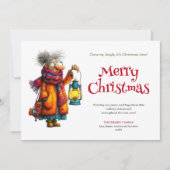 Feestelijke grappige vrouw bewerkbare kerstgroet feestdagenkaart (Voorkant)