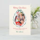 Feestelijke Green Bow Lijst Foto Kerst Feestdagenkaart (Staand voorkant)