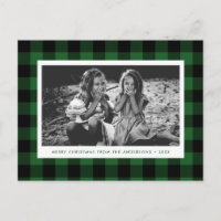 Feestelijke Green Buffalo Plaid Single Foto Kerst