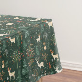 Feestelijke Green Deer Woodland Pattern Tafelkleed (Voorbeeld)