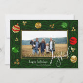 Feestelijke Green & Gold Swirl Vakantie Fotokaart Kaart (Voorkant)