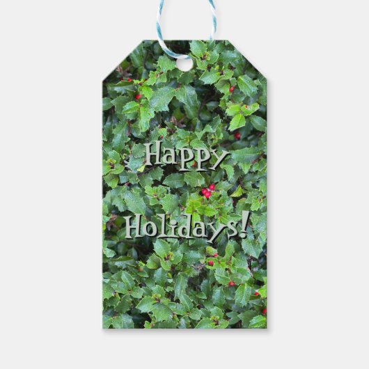 Feestelijke Green Holly Berry Christmas Gift Label Cadeaulabel (Voorkant)