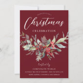 Feestelijke Green Leaf Bourgogne Red Christmas Par Kaart (Voorkant)