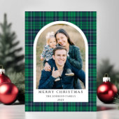 Feestelijke Green Plaid Foto Kerstmis Feestdagenkaart