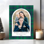 Feestelijke Green Plaid Foto Kerstmis Feestdagenkaart