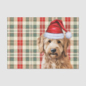 Feestelijke Green Plaid Goldendoodle Hond Kerstmis Tissuepapier (Voorkant)