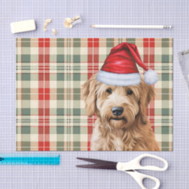Feestelijke Green Plaid Goldendoodle Hond Kerstmis Tissuepapier