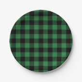 Feestelijke Green Plaid Pattern Vakantiepapier Bor Papieren Bordje (Voorkant)
