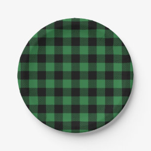 Feestelijke Green Plaid Pattern Vakantiepapier Bor Papieren Bordje