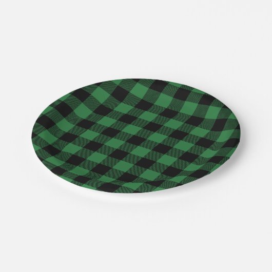 Feestelijke Green Plaid Pattern Vakantiepapier Bor Papieren Bordje (Gekanteld)