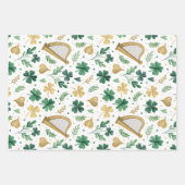 Feestelijke Green Shamrocks St. Patricks Day set v Inpakpapier Vel (Voorkant 3)