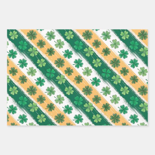 Feestelijke Green Shamrocks St. Patricks Day set v Inpakpapier Vel (Voorkant)